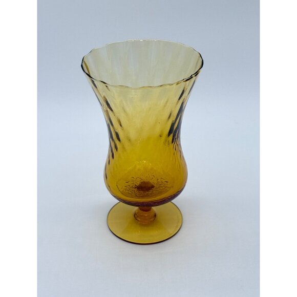 Vintage Empoli Diamond Optic Footed Pedestal Vase Retro Italian Blown Glass - Picture 5 of 10